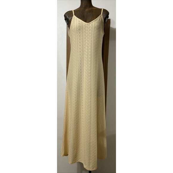 Spaghetti Strap Maxi Dress Sundress Eyelet Summer Long Beach Boho - Picture 1 of 8